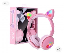 Fone De Ouvido Bluetooth Led Orelha Gato Infantil Headphone