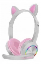 Fone De Ouvido Headphone Gatinho Com Fio Led Microfone