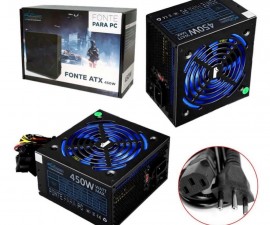 Fonte Atx Gamer 450w Reais Silenciosa Computador Pc Bivolt